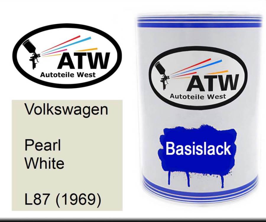 Volkswagen, Pearl White, L87 (1969): 500ml Lackdose, von ATW Autoteile West.